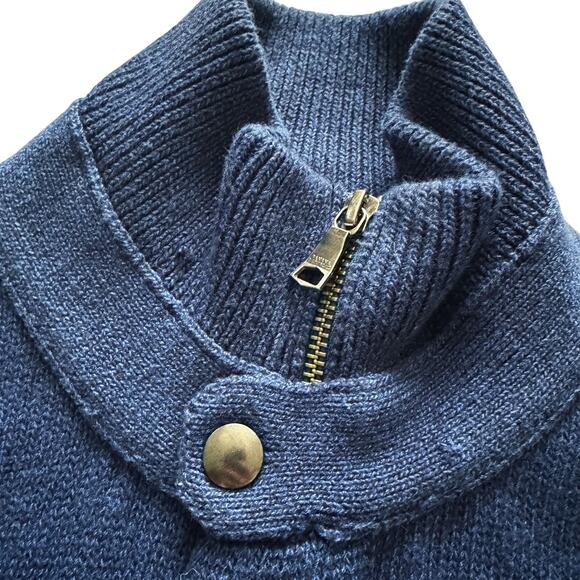 Banana Republic Full Zip Cardigan Knit sweater Men Sz XL Royal Blue Grandpacore - Picture 6 of 16